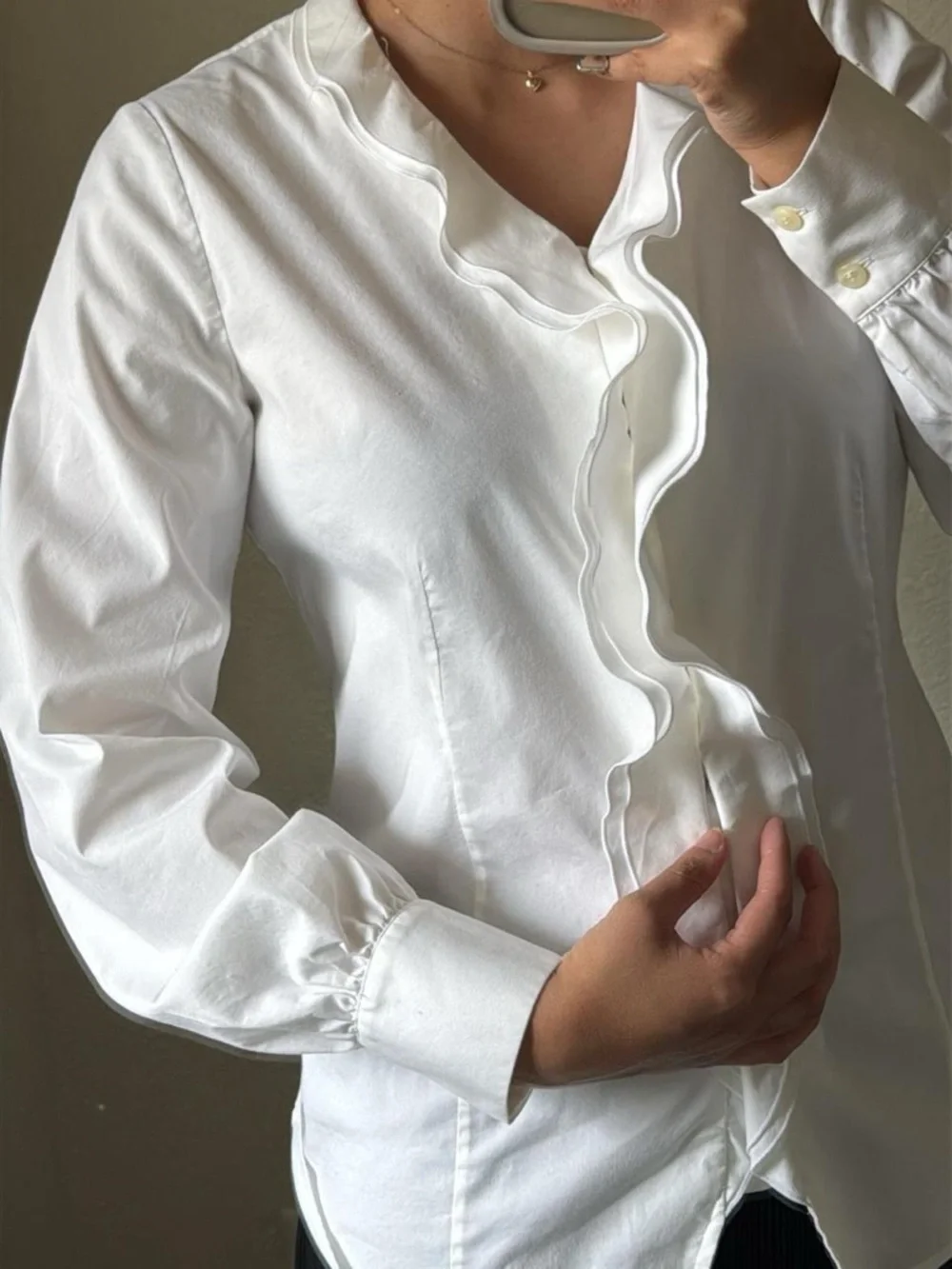 White Ruffle Blouse - Picture 2 of 4